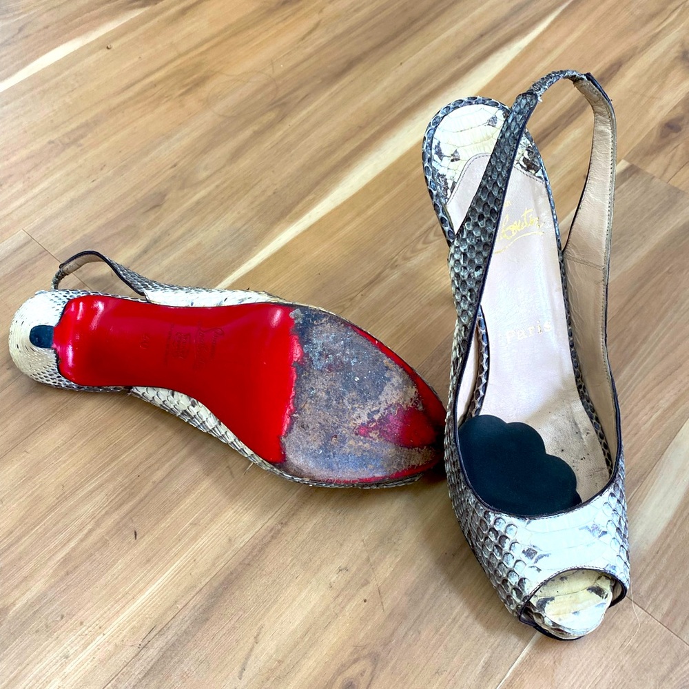 Christian Louboutin snakeskin slingback heels size 40